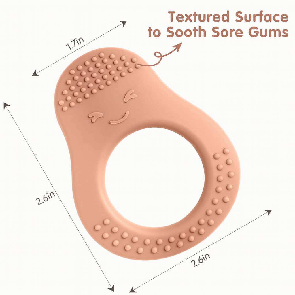 Avocado silicone teething ring set for babies 3 to 12 months