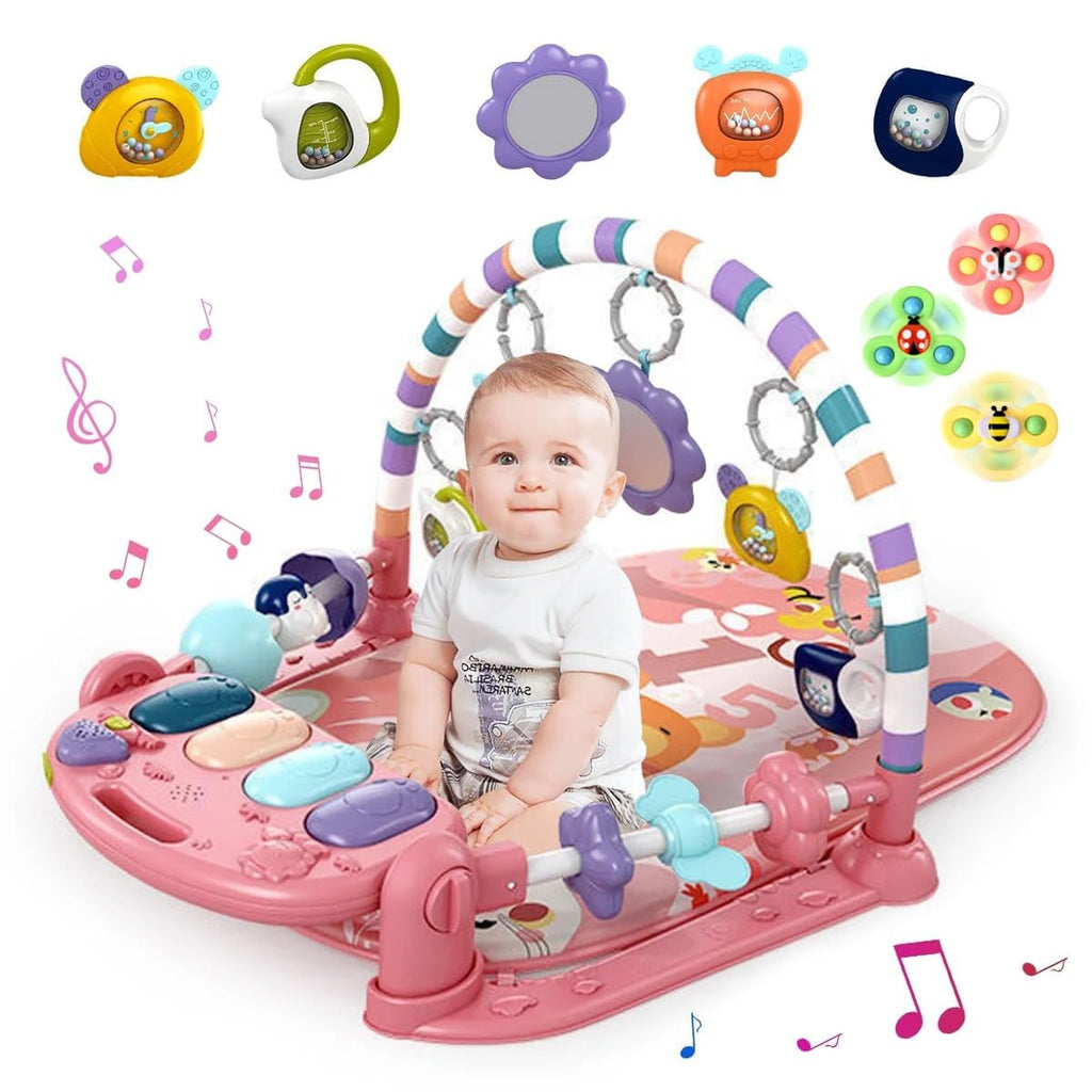 Baby gym piano play mat with music lights and hanging toys 0 to 12 months