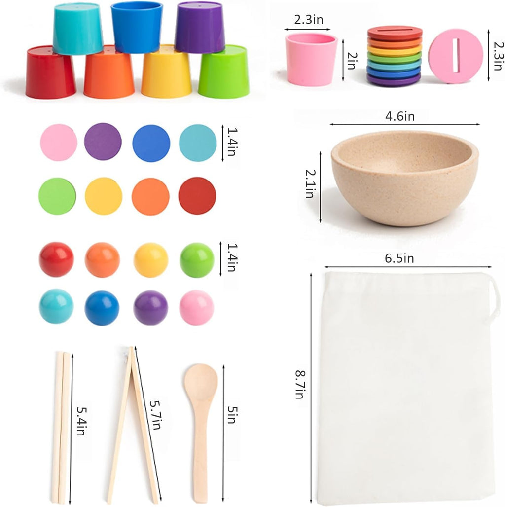 Rainbow sorting cups and ball colour matching toy for toddlers