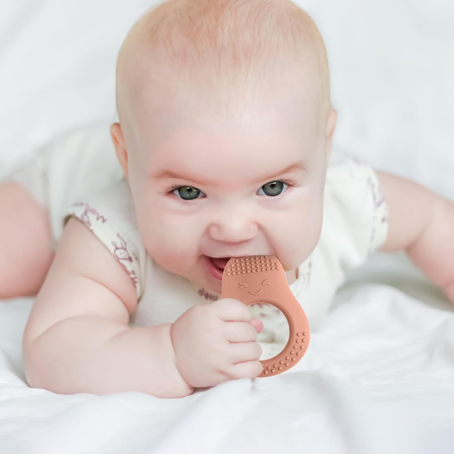 Avocado silicone teething ring set for babies 3 to 12 months