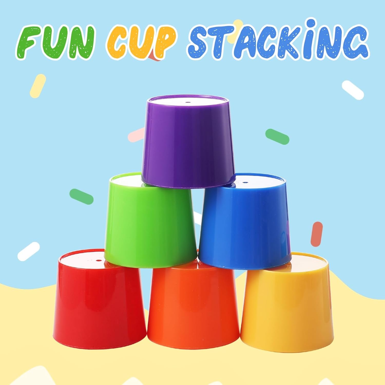 Rainbow sorting cups and ball colour matching toy for toddlers