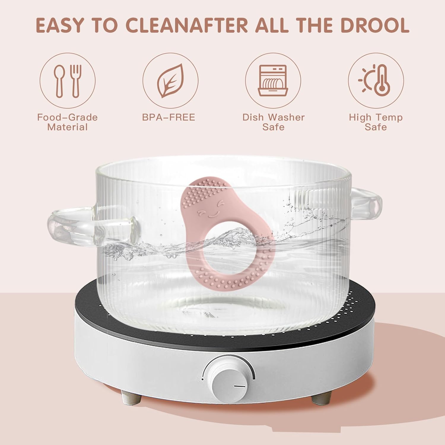 Avocado silicone teething ring set for babies 3 to 12 months