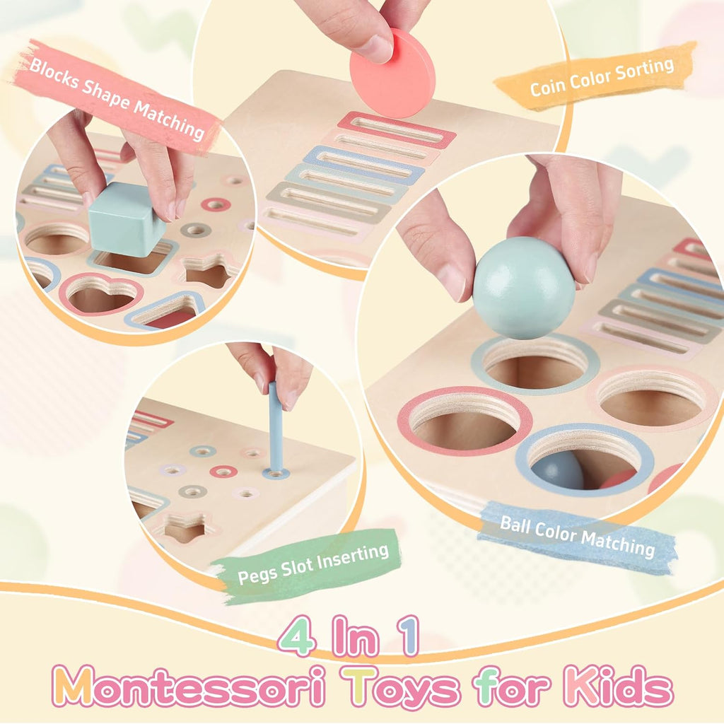 Montessori colour sorting and shape busy box for toddlers 2 to 5 years