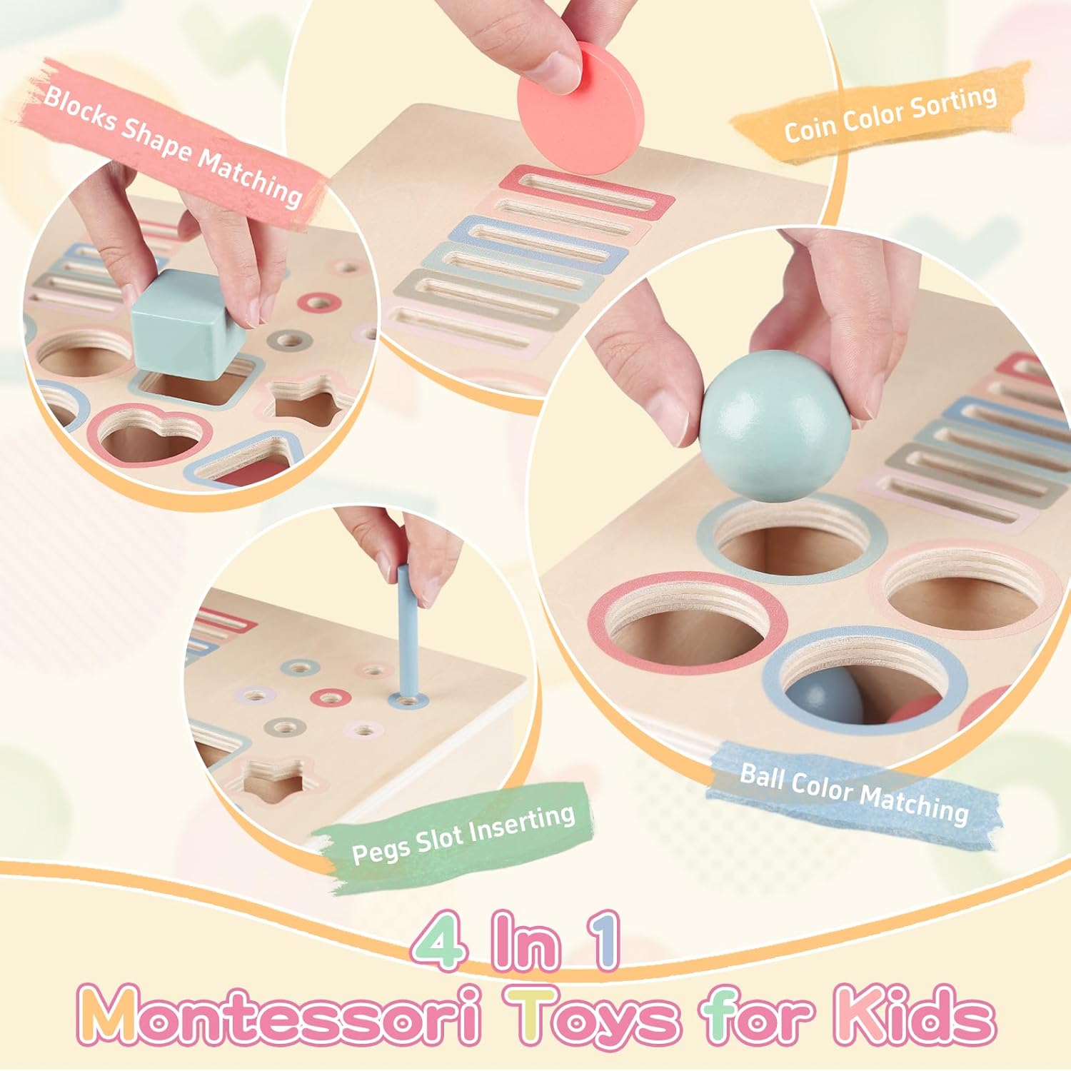 Montessori colour sorting and shape busy box for toddlers 2 to 5 years