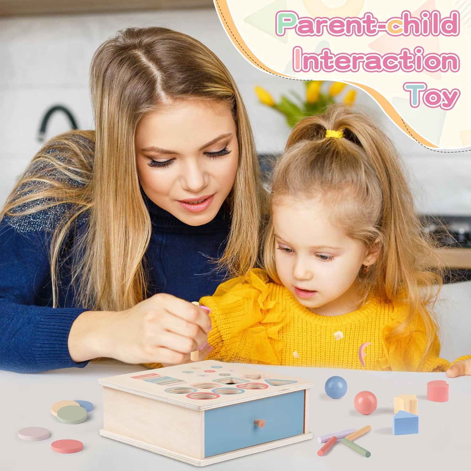 Montessori colour sorting and shape busy box for toddlers 2 to 5 years