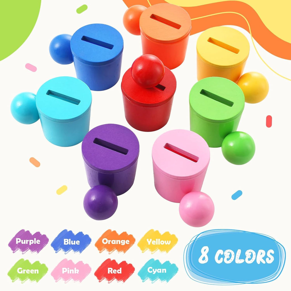 Rainbow sorting cups and ball colour matching toy for toddlers