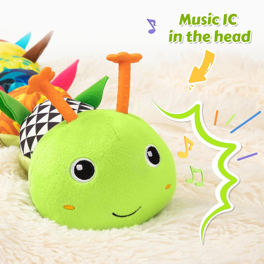 Musical caterpillar tummy time toy for babies 0 to 12 months