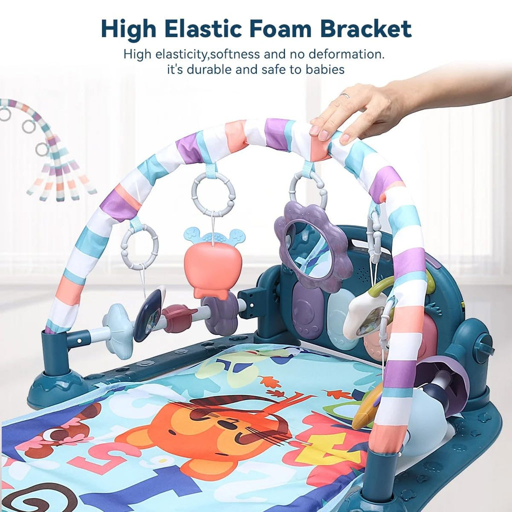 Baby gym piano play mat with music lights and hanging toys 0 to 12 months