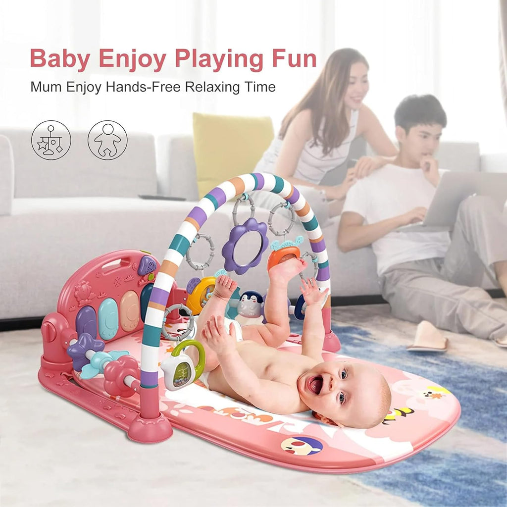 Baby gym piano play mat with music lights and hanging toys 0 to 12 months