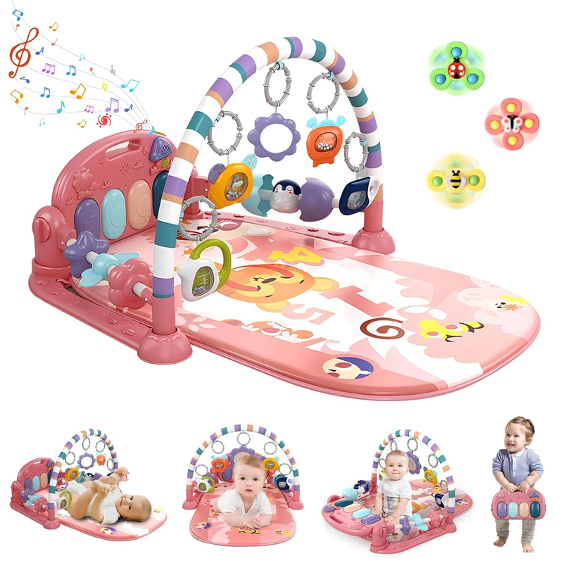 Baby gym piano play mat with music lights and hanging toys 0 to 12 months