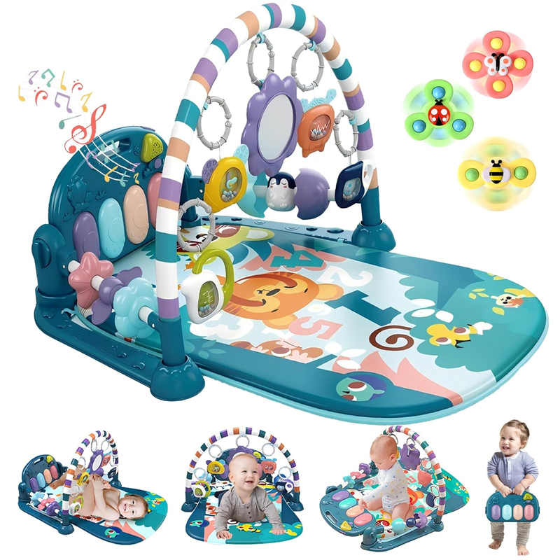 Baby gym piano play mat with music lights and hanging toys 0 to 12 months
