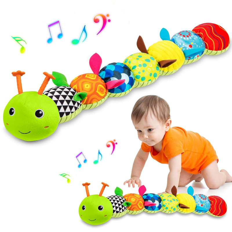 Musical caterpillar tummy time toy for babies 0 to 12 months