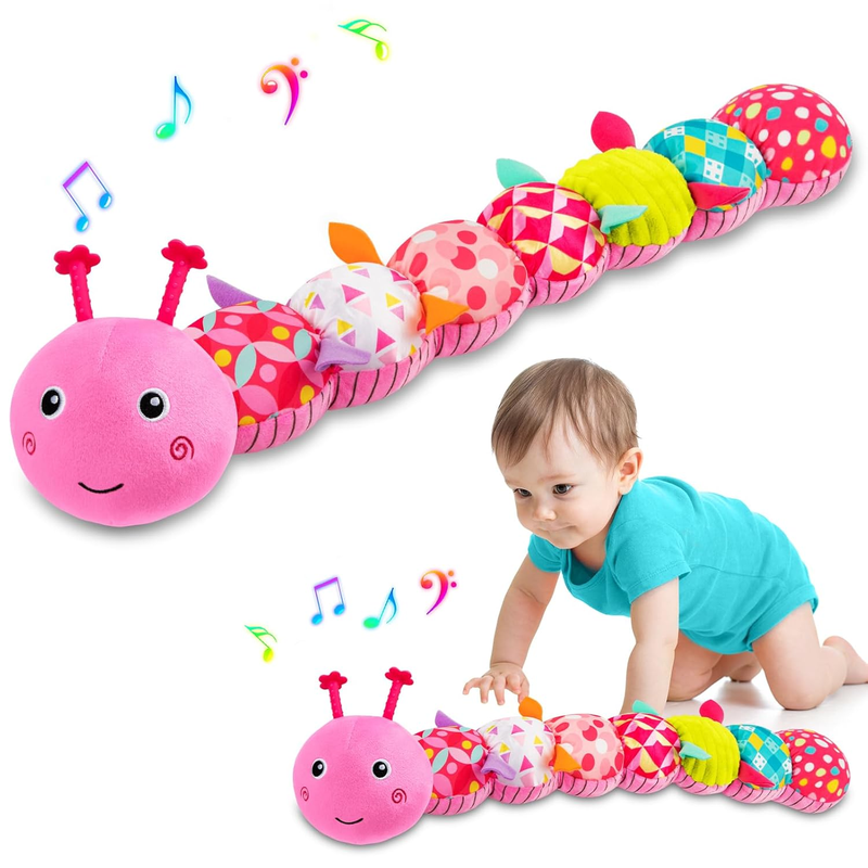 Musical caterpillar tummy time toy for babies 0 to 12 months
